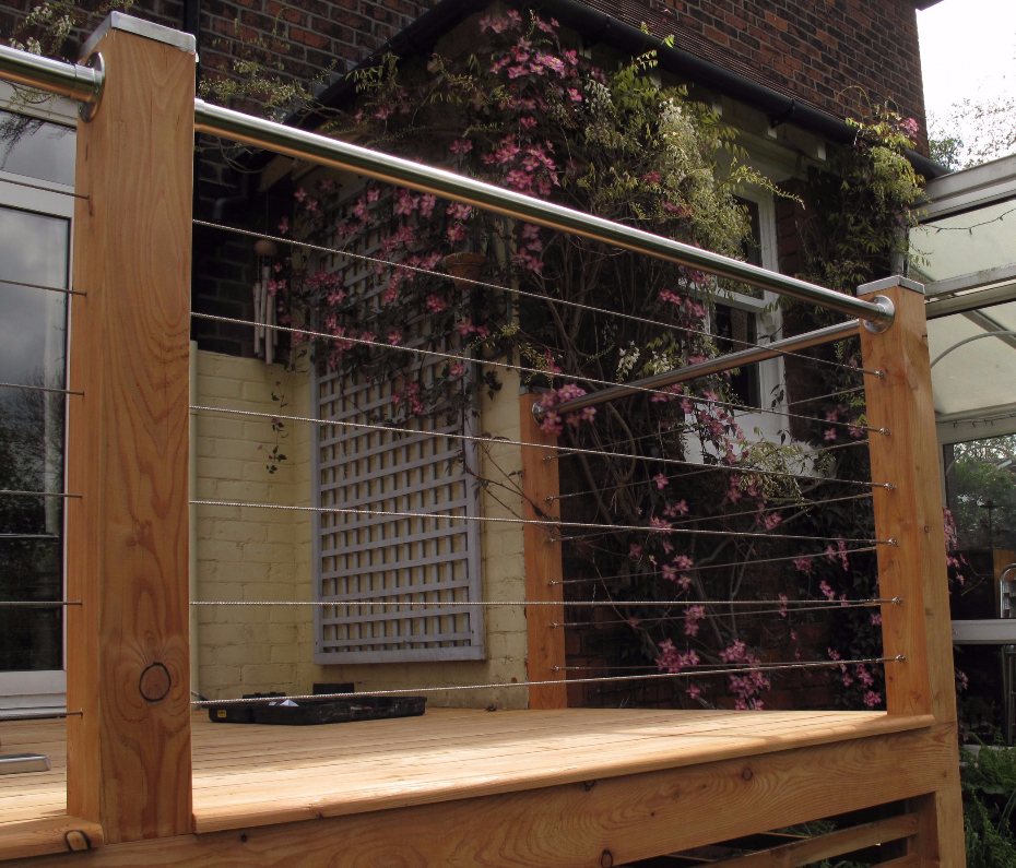 Decking and patio stainless steel wires and handrail supplied ready to fit